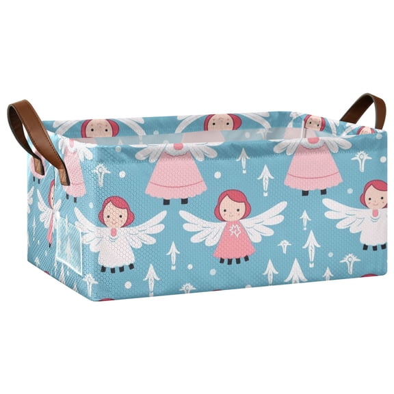 Angels and Arrow Collapsible Storage Bins Fabric Shelf Baskets with Handles 16.9"x11.4"x7.7" Closet Organizer