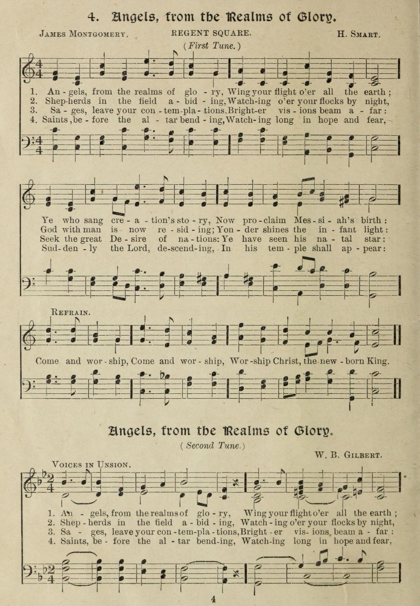 Angels from Realms of Glory Tunes 1 & 2 Smart & Montgomery Gems of Christmas Song 1910 Canvas Art -  (18 x 24)