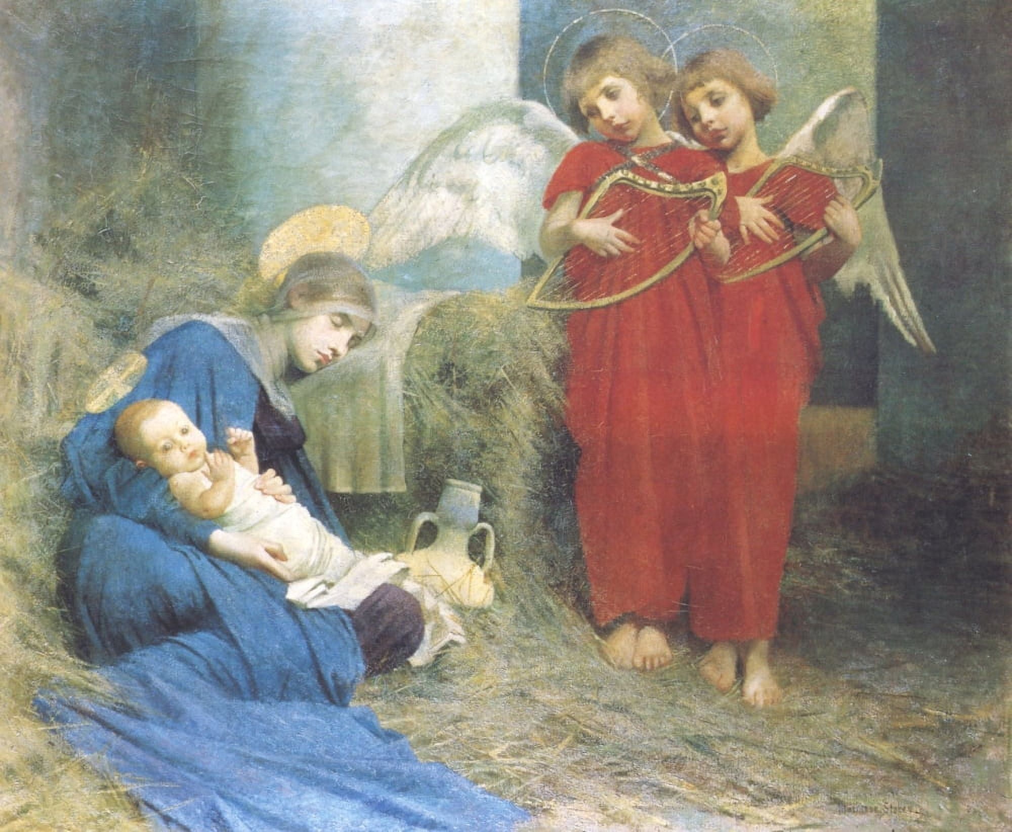 Angels & the Holy Child 1893 Canvas Art - Marianne Stokes (18 x 24)