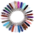 thumbnail image 1 of Angelstones 12pcs Big Semi-Precious Gemstone Crystal Healing Hexagonal Point Pendant Bead, 1 of 3