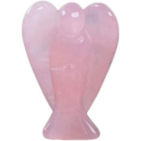 Angelstones Carved Rose Quartz Gemstone Peace Angel Pocket Guardian AngelHealing Statue 1.5 inch