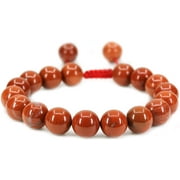 ANGELSTONES Handmade Gemstone 10mm Red Jasper Round Beads Adjustable Braided Macrame Tassels Chakra Reiki Bracelets 7-9 inch Unisex