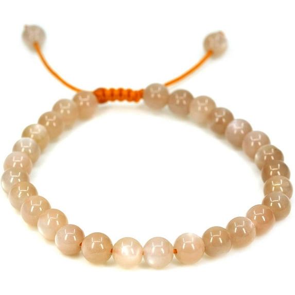 Angelstones Handmade Gemstone 6mm Red Sunstone Round Beads Adjustable Braided Macrame Tassels Chakra Reiki Bracelets 7-9 inch Unisex