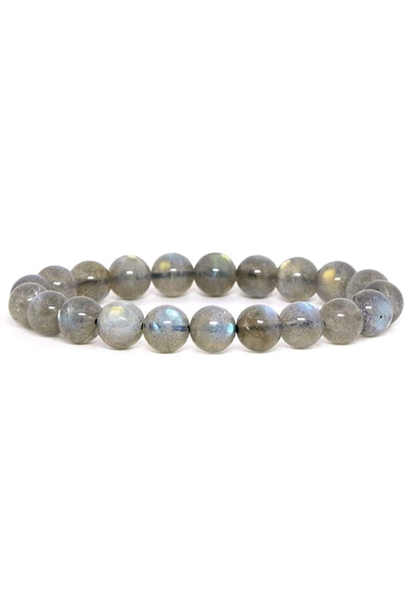 Natural A Grade Labradorite Gemstone 10mm Round Beads Stretch Bracelet 7 Inch Unisex