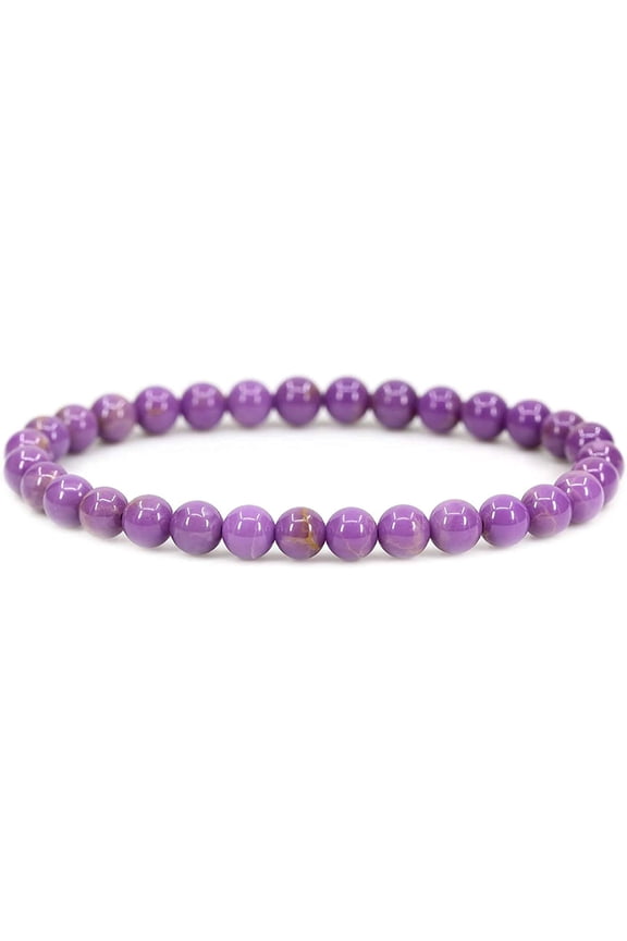 Natural A Grade Lavendar Phosphosiderite Gemstone 6mm Round Beads Stretch Bracelet 7" Unisex
