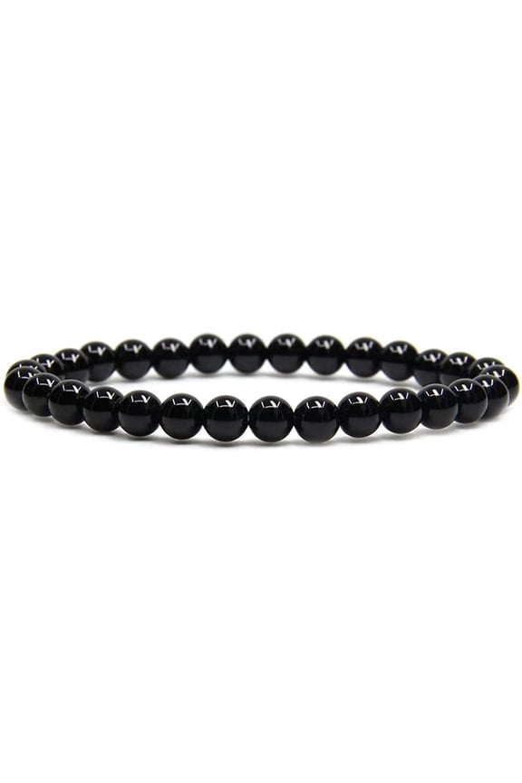 Natural AA Grade Black Agate Gemstone 6mm Round Beads Stretch Bracelet 7" Unisex