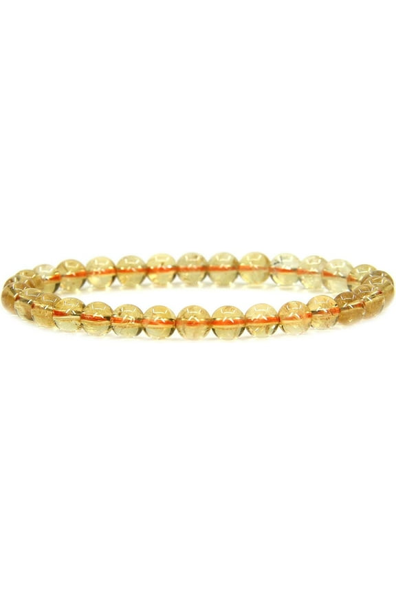 Natural AA Grade Citrine Gemstone 6mm Round Beads Stretch Bracelet 7" Unisex