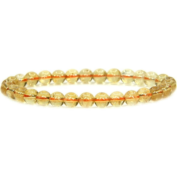 Angelstones Natural AA Grade Citrine Gemstone 6mm Round Beads Stretch Bracelet 7" Unisex