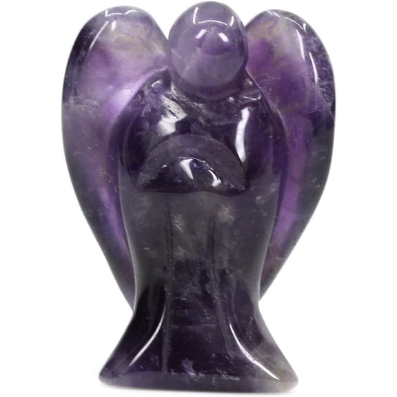 Angelstones Natural Amethyst Gemstone Carved Crystal Figurine 1.5 Inch Peace Angel