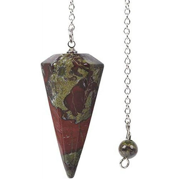 Angelstones Natural Dragon Blood Jasper Gemstone Rock Crystal Hexagonal Pointed Reiki Chakra Pendant Pendulum