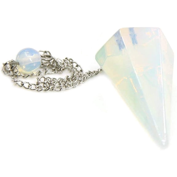 Angelstones Natural Gemstone Crystal Opalite Hexagonal Pointed Reiki Chakra Pendant Pendulum