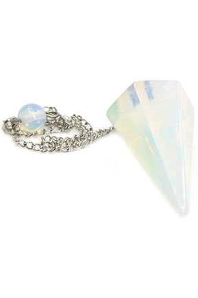 Natural Gemstone Crystal Opalite Hexagonal Pointed Reiki Chakra Pendant Pendulum