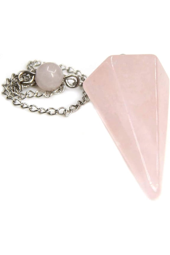 Natural Gemstone Crystal Rose Crystal Hexagonal Pointed Reiki Chakra Pendant Pendulum