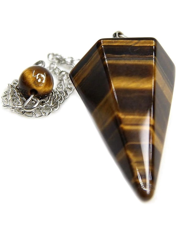Natural Gemstone Crystal Tiger Eye Hexagonal Pointed Reiki Chakra Pendant Pendulum