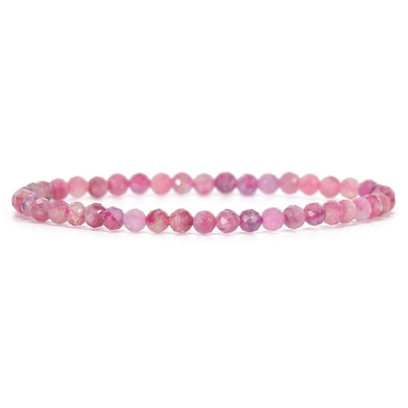 Angelstones Natural Gemstone Stretch Bracelet, 4mm Faceted Round Beads, Crystal Healing for Women