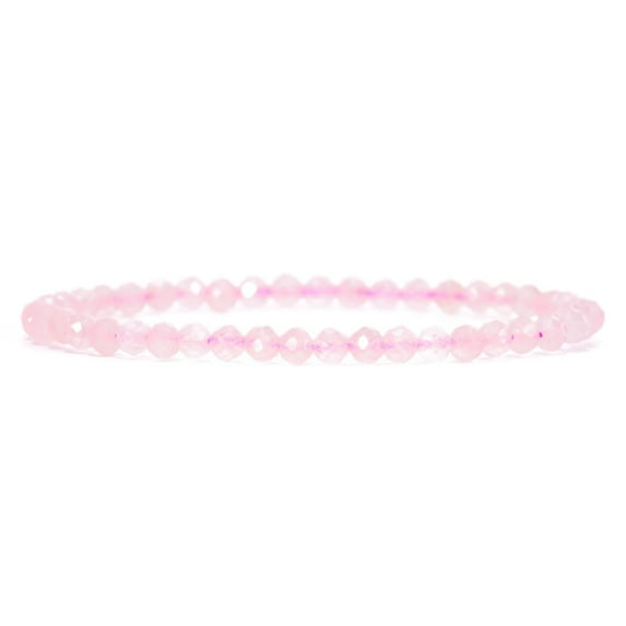 Angelstones Natural Gemstone Stretch Bracelet, 4mm Faceted Round Beads, Crystal Healing for Women