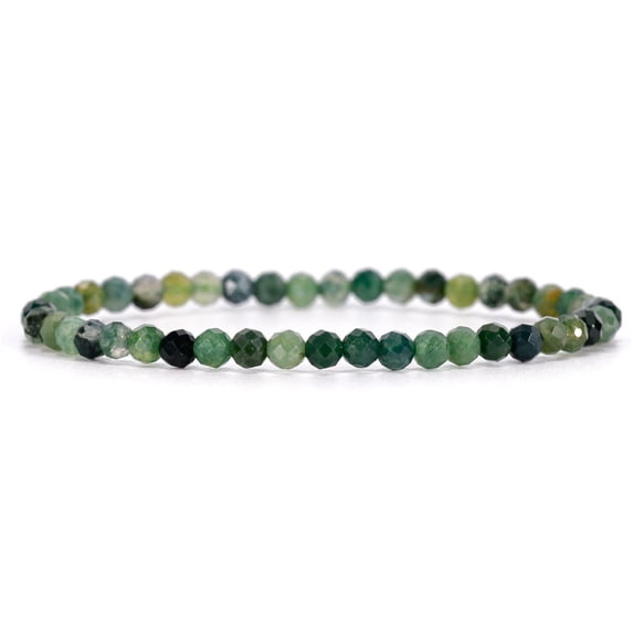 Angelstones Natural Gemstone Stretch Bracelet, 4mm Faceted Round Beads, Crystal Healing for Women
