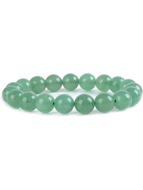 Natural Green Aventurine Gemstone 10mm Round Beads Stretch Bracelet 7 Inch Unisex