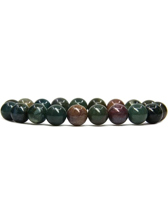Natural India Agate Genuine Semi-Precious Gemstones Healing 10mm Beaded Stretch Bracelet 7" Unisex