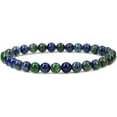 thumbnail image 1 of Angelstones Natural Lapis Chrysocolla Gemstone 6mm Round Beads Stretch Bracelet 7" Unisex, 1 of 5