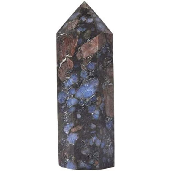 Angelstones Natural Llanite Gemstone Healing Crystal Hexagonal Pointed Reiki Chakra Faceted Prism Wand Carved Stone Figurine Home Decor