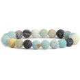 thumbnail image 1 of Angelstones Natural Matt Multicolor Amazonite Gemstone 8mm Round Beads Stretch Bracelet 7 Inch Unisex, 1 of 2