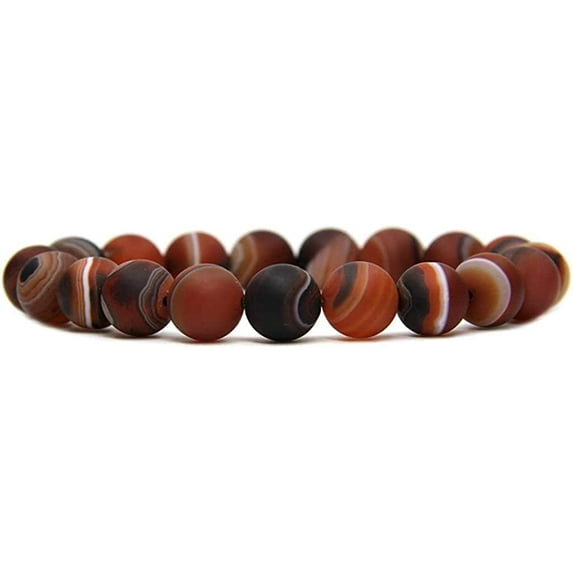 Angelstones Natural Matt Red Dream Agate Genuine Semi-Precious Gemstones Healing 10mm Beaded Stretch Bracelet 7" Unisex