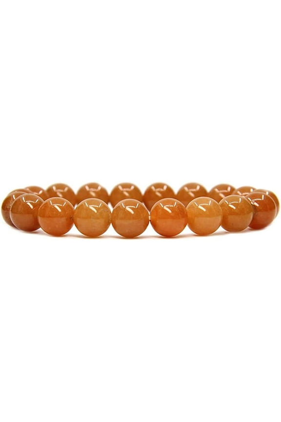 Natural Orange Aventurine Genuine Semi-Precious Gemstones Healing 10mm Beaded Stretch Bracelet 7" Unisex