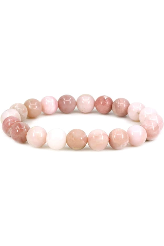 Natural Peruvian Pink Opal Genuine Semi-Precious Gemstones Healing 10mm Beaded Stretch Bracelet 7" Unisex
