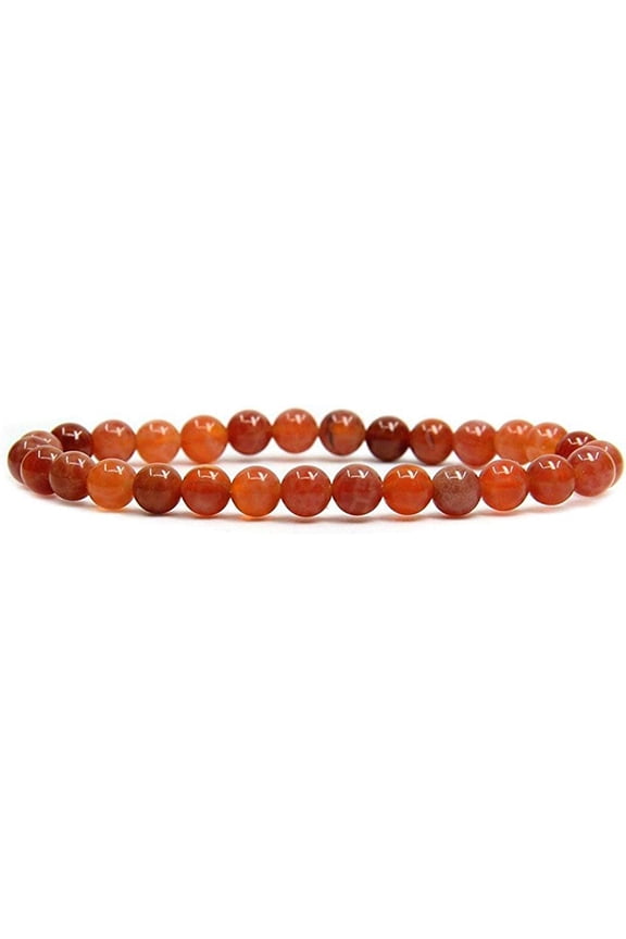 Natural Red Crab Fire Agate Gemstone 6mm Round Beads Stretch Bracelet 7" Unisex