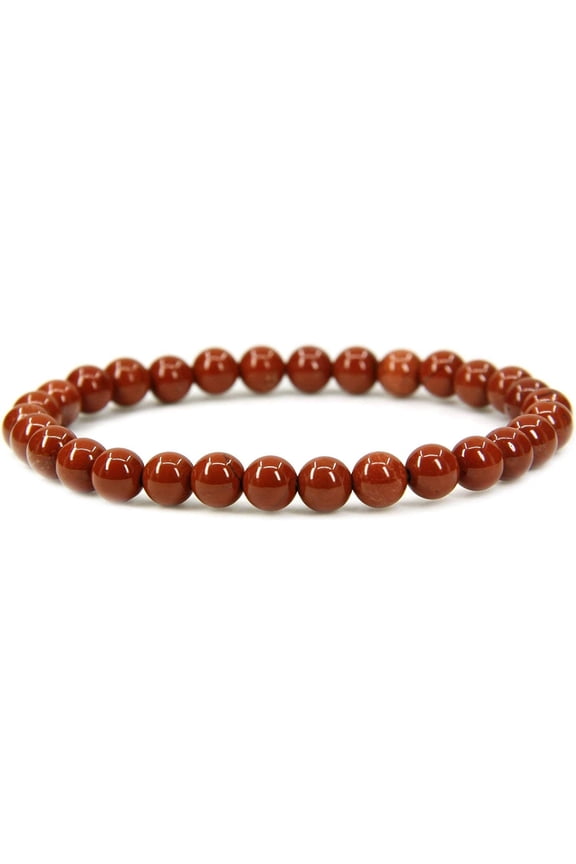 Natural Red Jasper Gemstone 6mm Round Beads Stretch Bracelet 7" Unisex