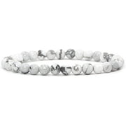 ANGELSTONES Natural White Howlite Gemstone 6mm Round Beads Stretch Bracelet 7" Unisex