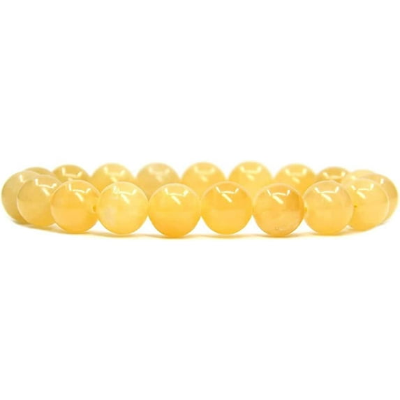 Angelstones Natural Yellow Jade Genuine Semi-Precious Gemstones Healing 10mm Beaded Stretch Bracelet 7" Unisex