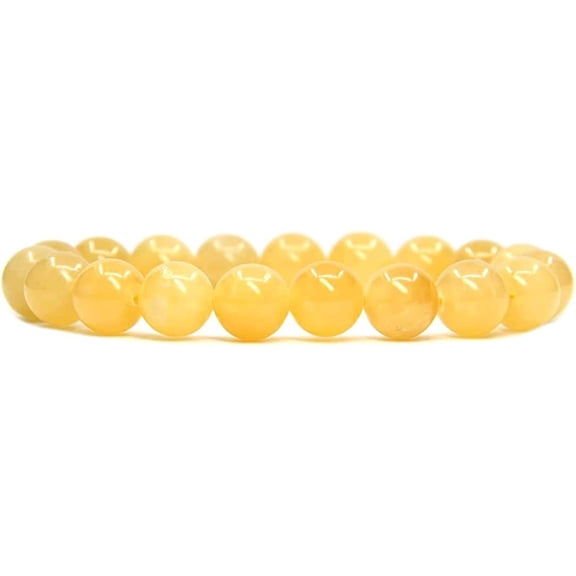 Angelstones Natural Yellow Jade Genuine Semi-Precious Gemstones Healing 10mm Beaded Stretch Bracelet 7" Unisex