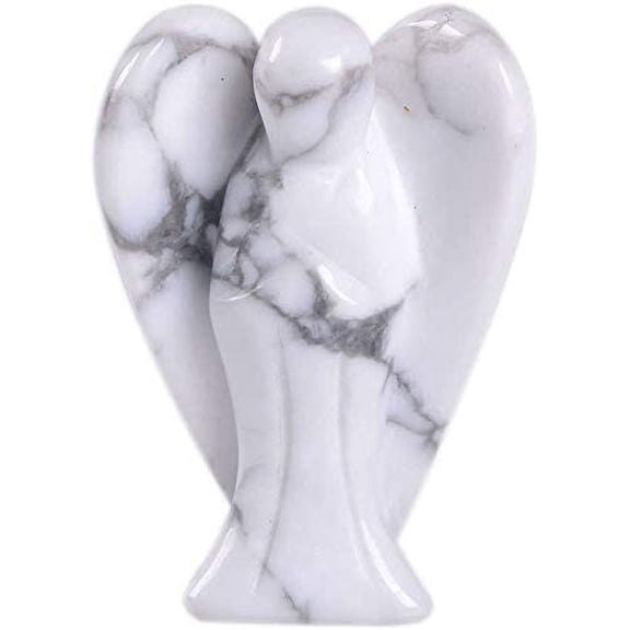 Angelstones White Howlite Gemstone Peace Angel Pocket Guardian Angel Healing Statue 1.5 inch