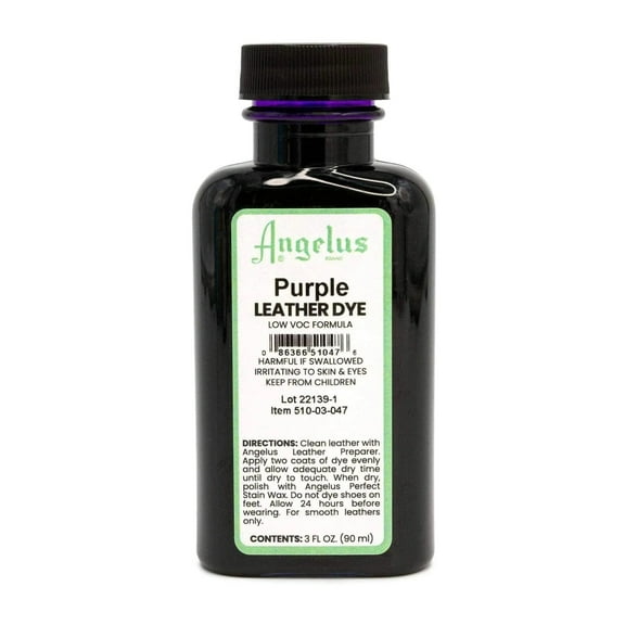 Angelus Purple Low VOC Leather Dye - Deep Penetrating Leather Stain for Smooth Leathers - 3 oz
