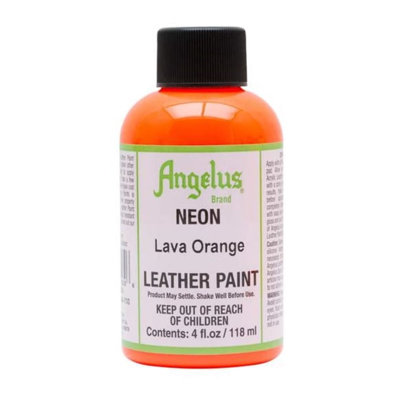 Angelus Neon Leather Paint 4 oz, Lava Orange