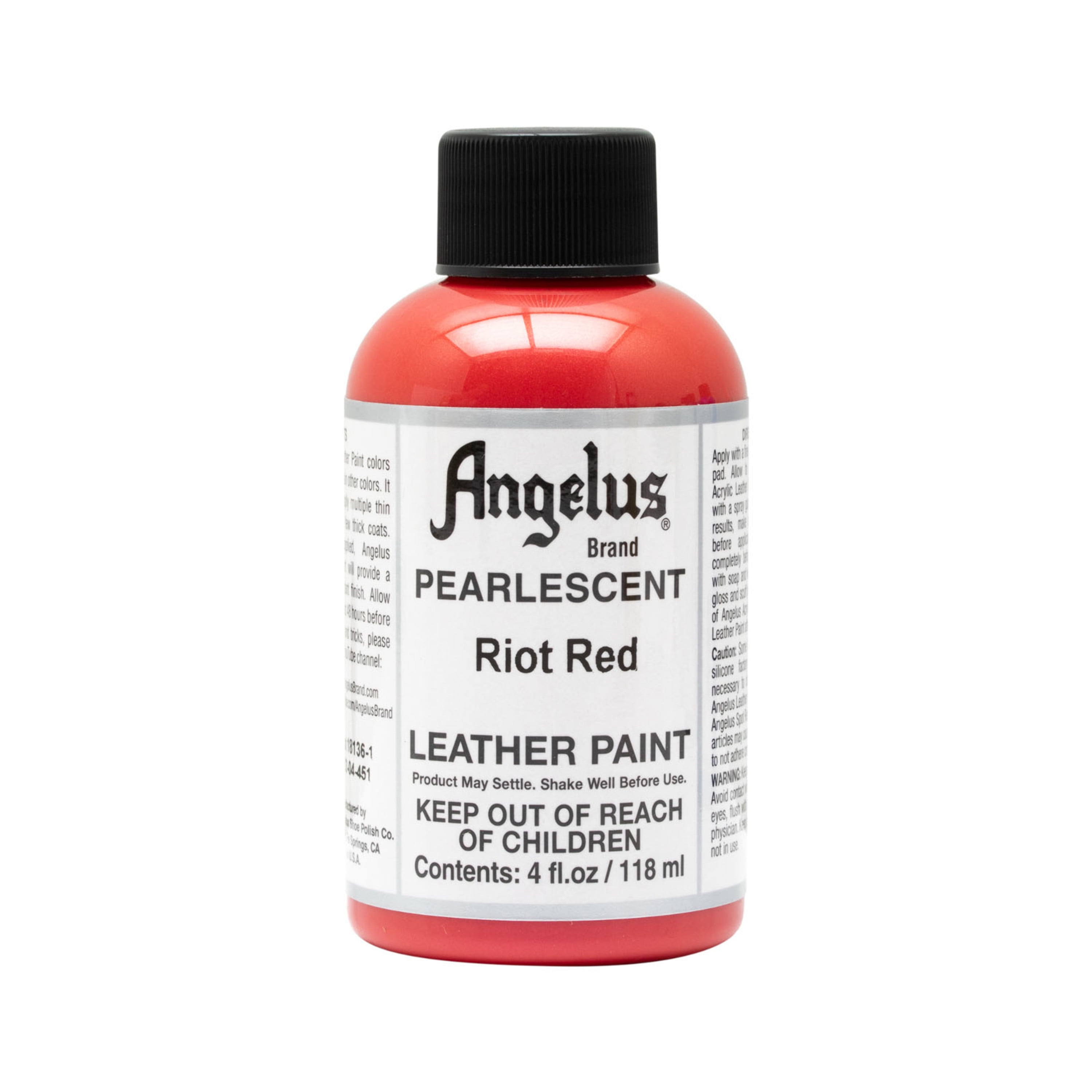 Angelus Pearlescent Leather Paint, Riot Red, 4oz for Customizing Shoes,  Boots, Jackets, Shirts, Sneakers, & More- Made in USA