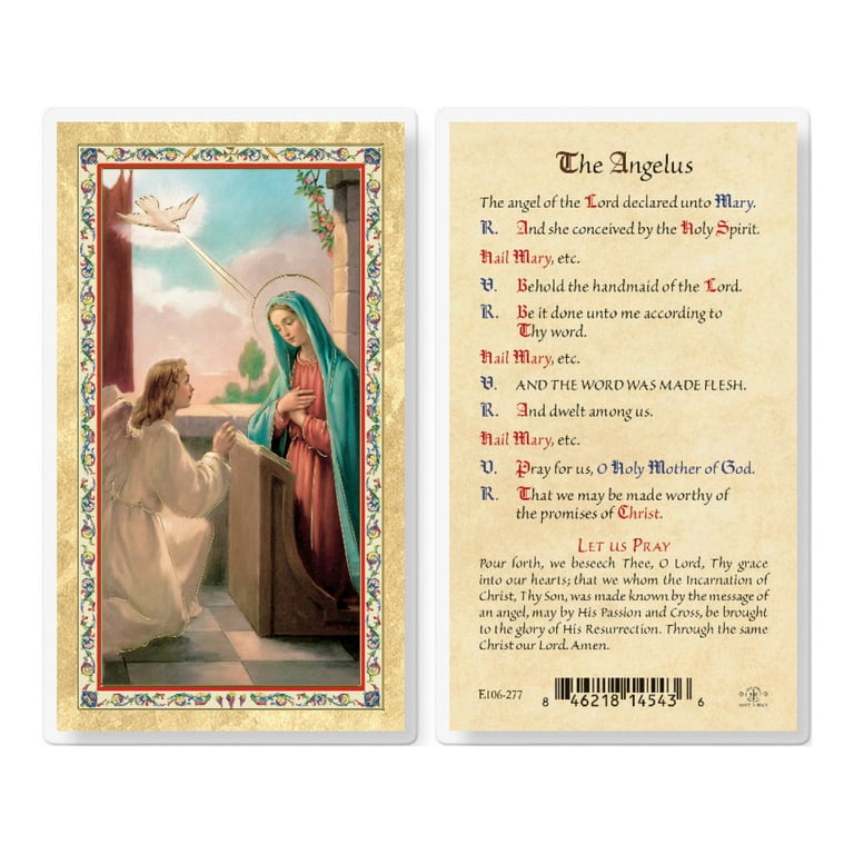 Angelus Prayer - Annunciation Gold-Stamped Laminated Catholic Prayer Holy  Card with Prayer on Back, Pack of 25