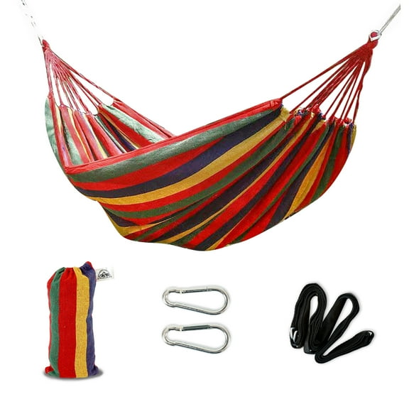 Angelycia Brazilian Large Single Canvas Cotton Hammock 78.8 x 39.4 in. | Weight up to 400 lb. | (Rainbow)