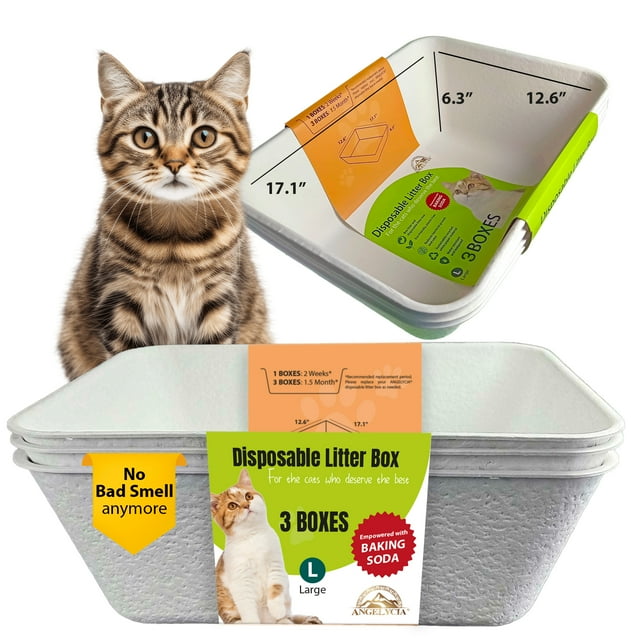 Angelycia Disposable Litter Boxes for Cats Baking Soda Effect and