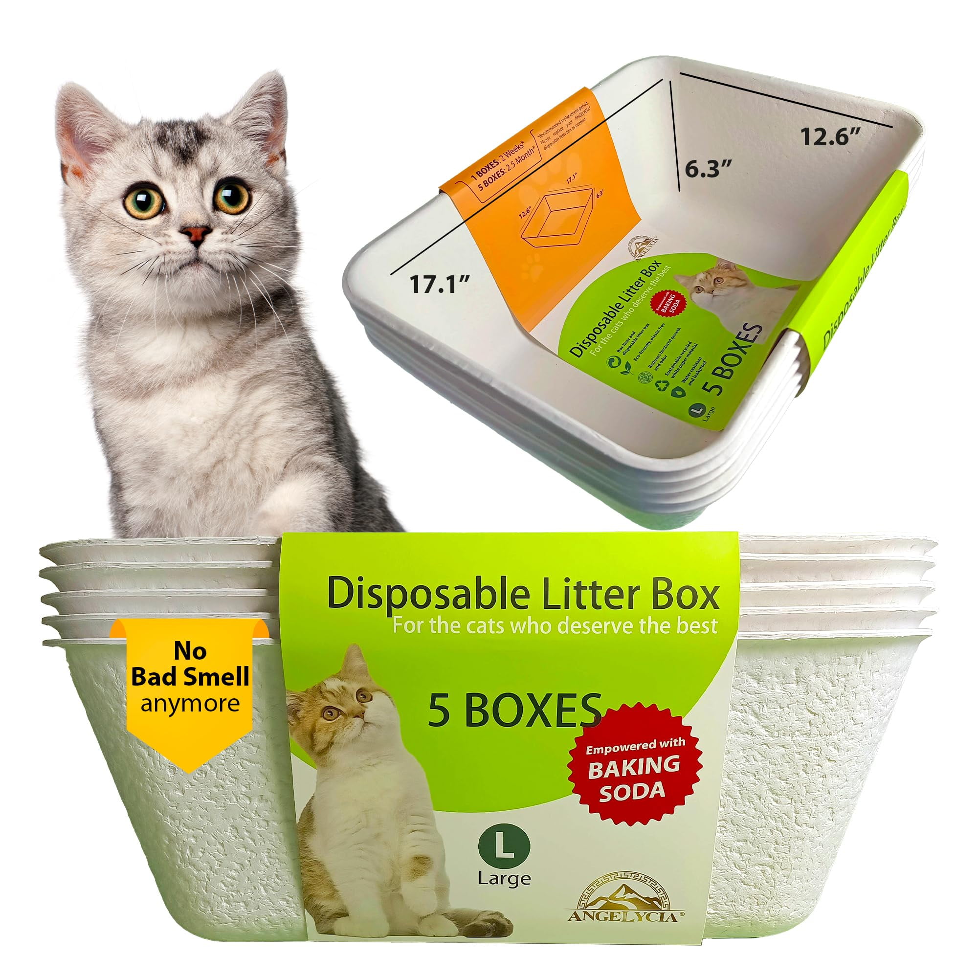 Angelycia Disposable Litter Boxes for Cats Baking Soda Effect and
