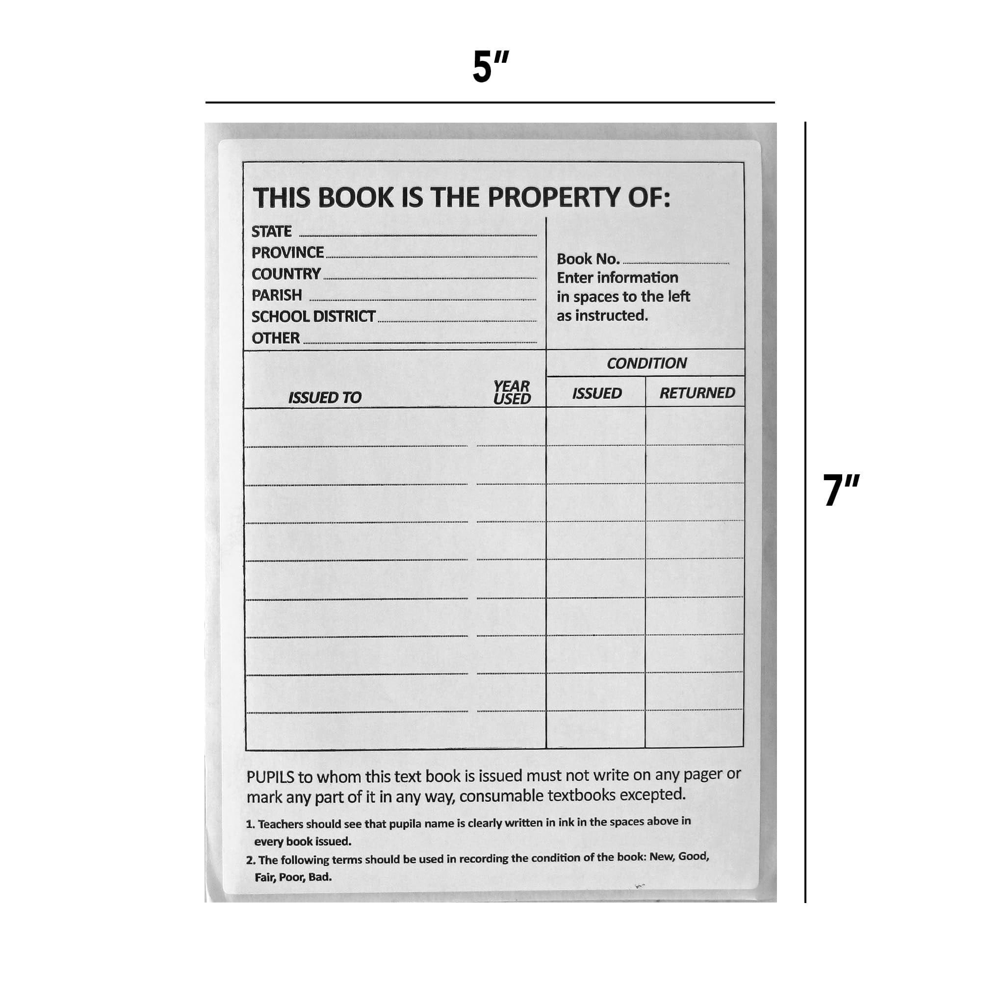 Angelycia Textbook ID Book Plates | 5"x7" Peel-Off Self Adhesive Blackout Labels | Set of 100 (100)
