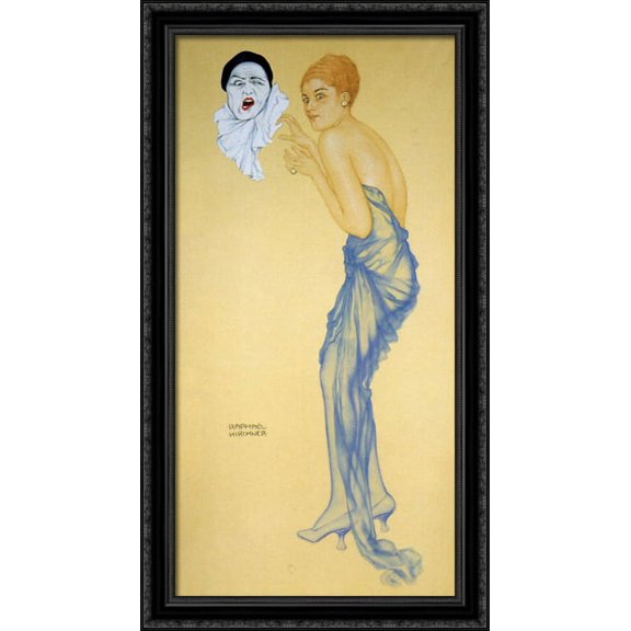 Anger 22x40 Large Black Ornate Wood Framed Canvas Art by Raphael Kirchner