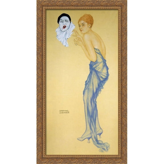 Anger 22x40 Large Gold Ornate Wood Framed Canvas Art by Raphael Kirchner