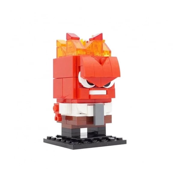 Anger Emoji Interlocking Building Blocks Set, Creative Red Angry Character Brick Model Kit, Collectible Desktop Decor Ornament, Toy Gift for Kids and Adults