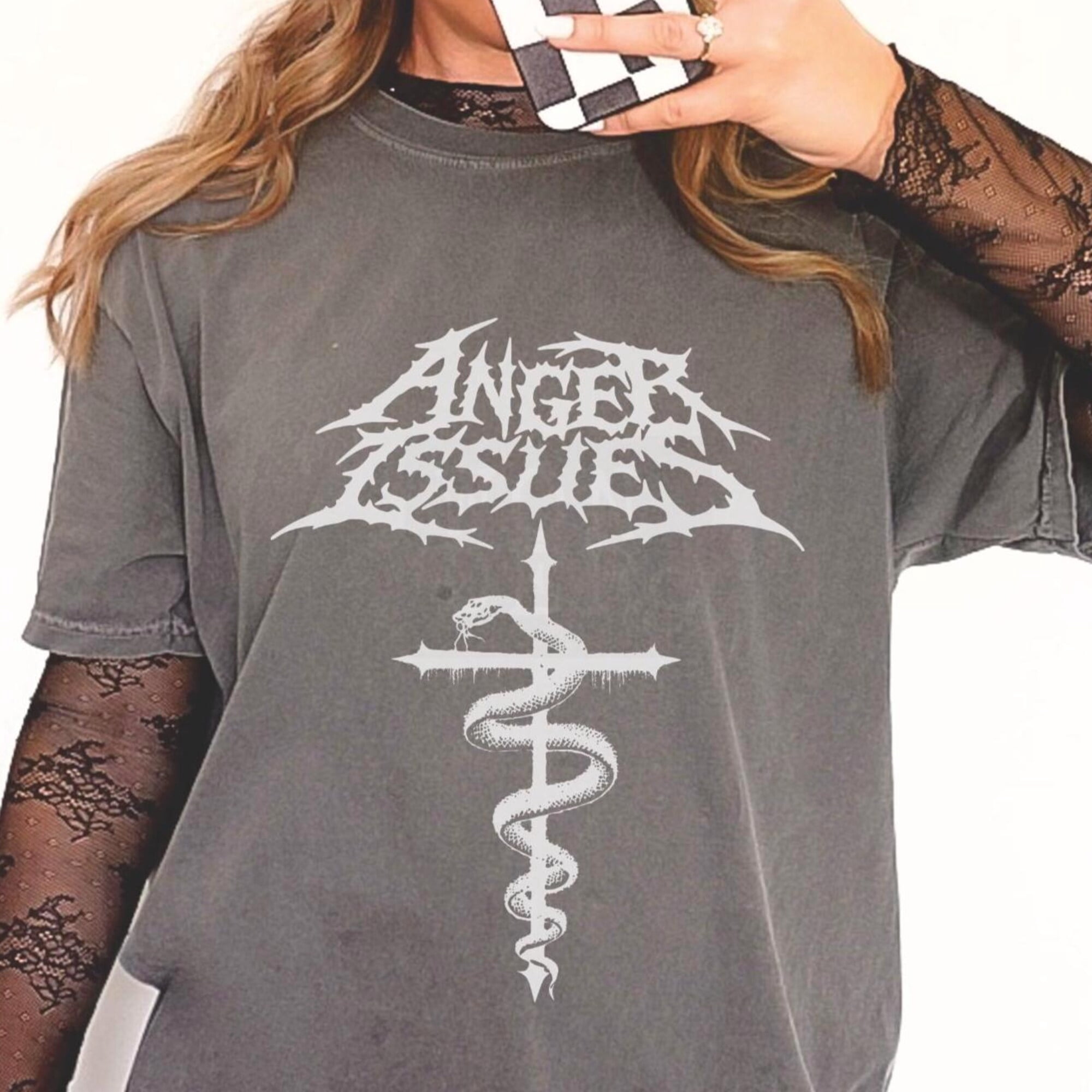 Anger Issues Metalcore Shirt Snake Cross Graphic Tee - Walmart.com