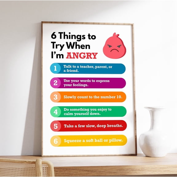 Anger Management 6 Things to Try Self Regulation Calm Down Therapy Art Unframed Paper Print