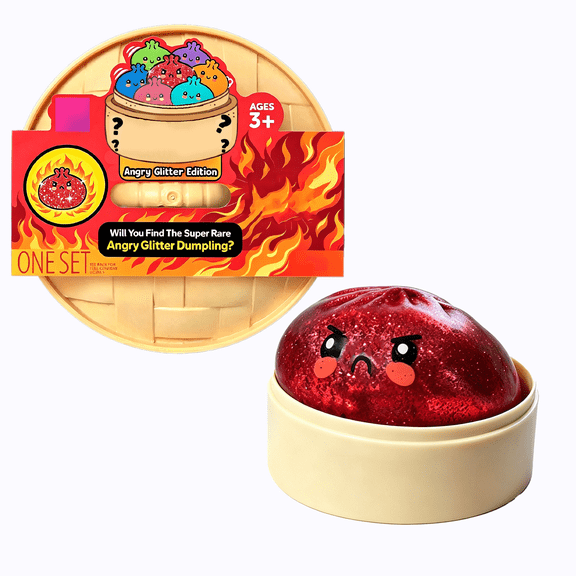 Anger Mystery Dumpling Squishy with Box, Angry Glitter Edition Bao Bun Toy, Tactile Sensory Fidget Ball, Mystery Collectible Toy for Home Decor