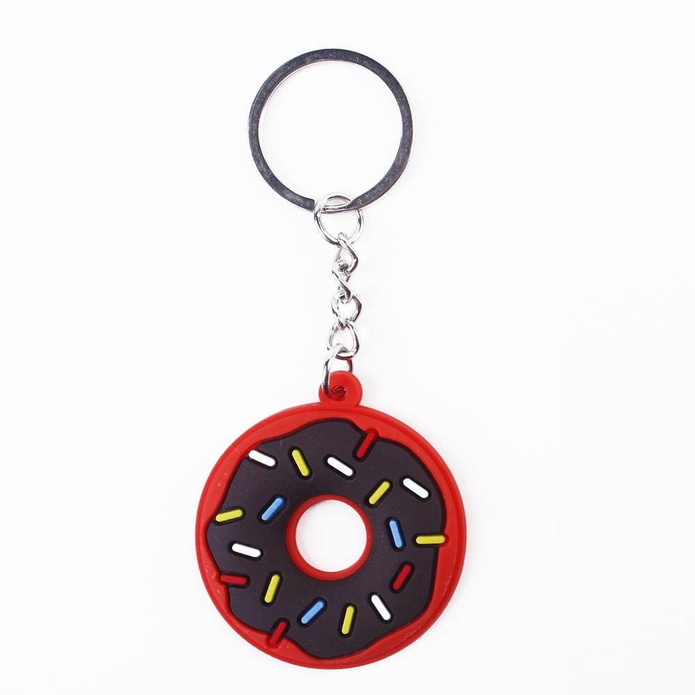 Angfeng Cartoon Donut Keychains Cute Donuts PVC Key Ring Creative